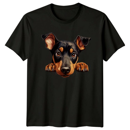 Cute doberman puppy dog peek - doberman,