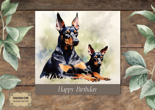 Dog 060 birthday card doberman - dog,