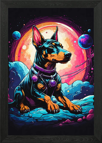 Doberman puppy framed - puppy, wall