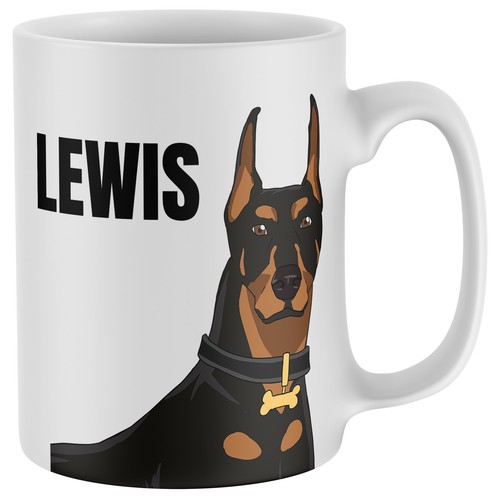 Personalised doberman mug - personalised,