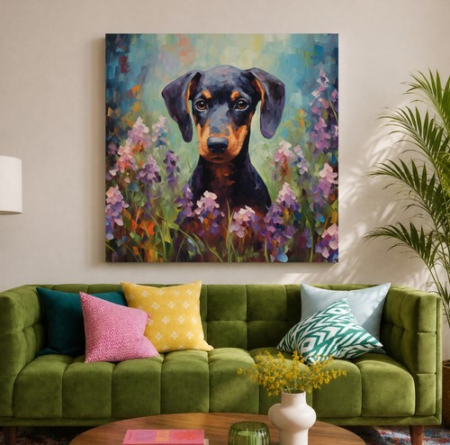 Doberman puppy canvas - puppy, print