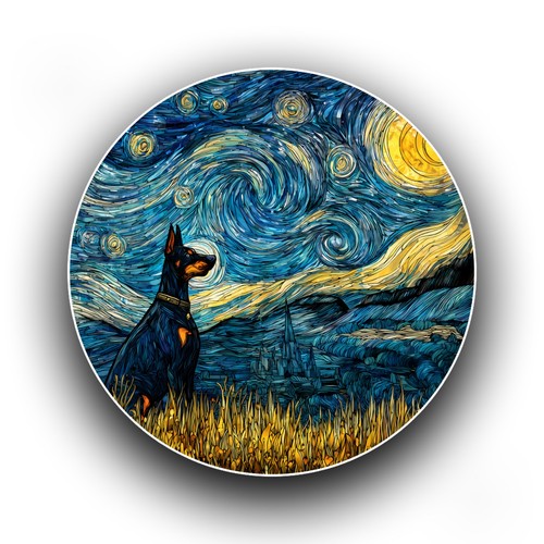 Doberman dog puppy night sky - doberman,