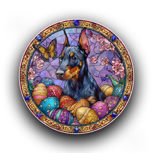 Doberman puppy dog easter - easter, eggs