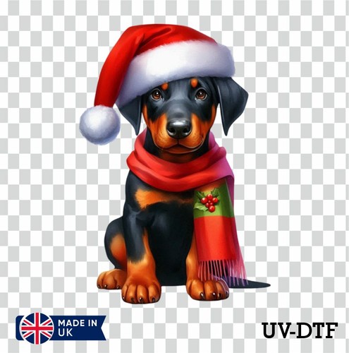 Christmas doberman puppy dog - doberman,