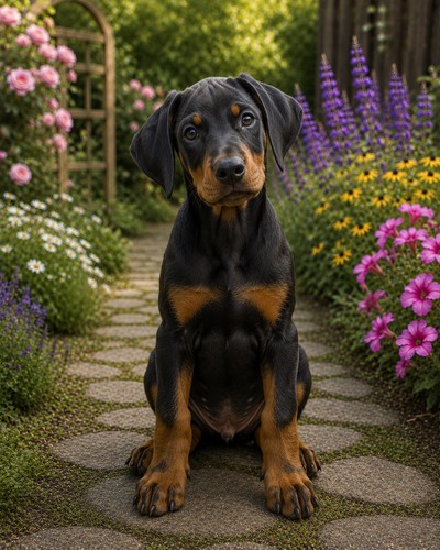 Doberman puppy dog print - doberman,