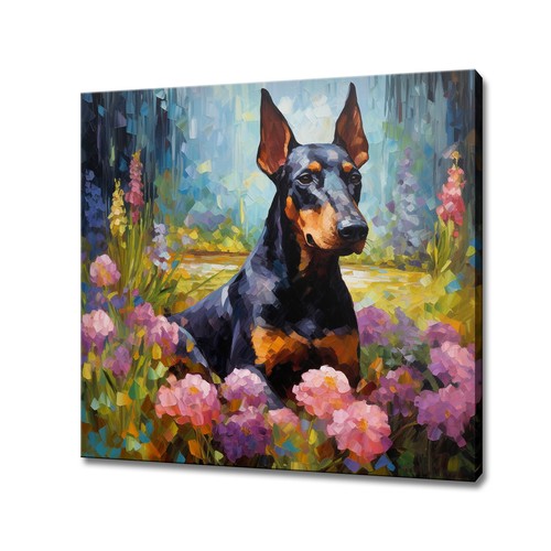 Doberman dog puppy - doberman, colourful
