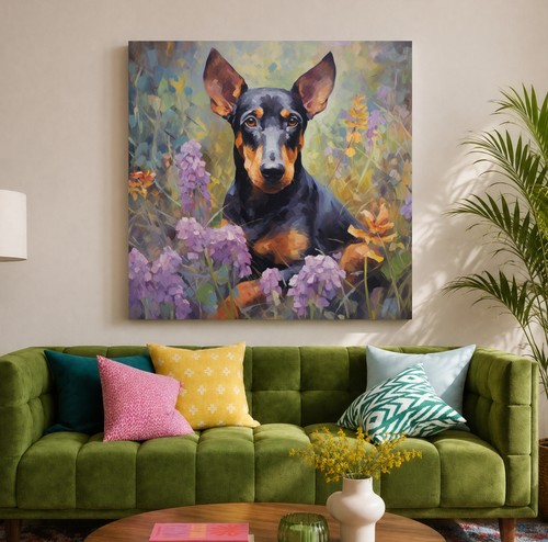 Doberman puppy canvas print - doberman,